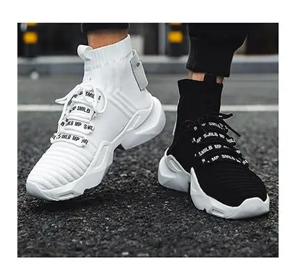 

High top Knit custom shoes men casual sports shoes fashion Sock sneakers mens Short boots wholesale chi