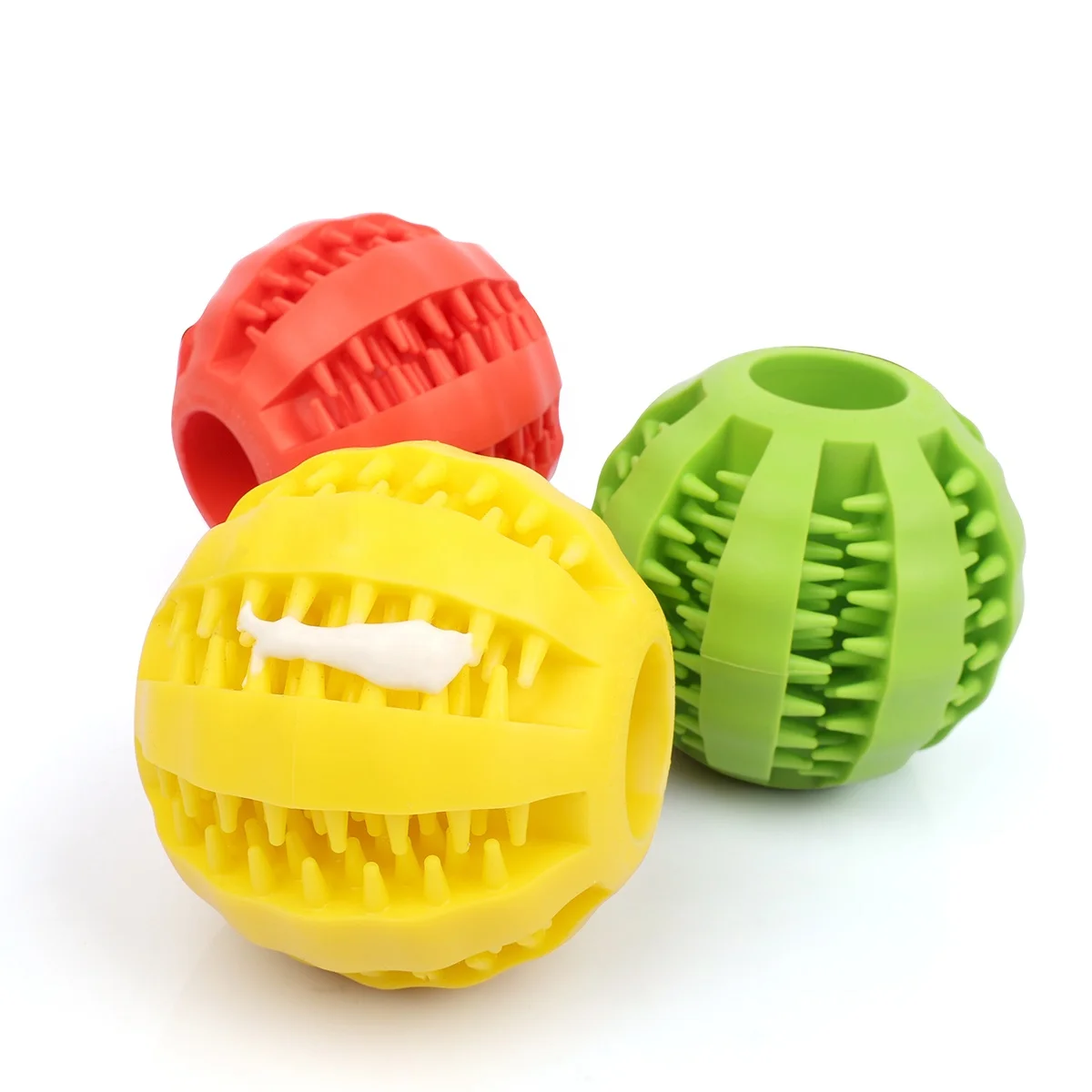 

Factory Wholesale Custom Logo Rubber Dog Tooth Chew Toy Interactive Food Dispensing Dog Treat Toy Ball