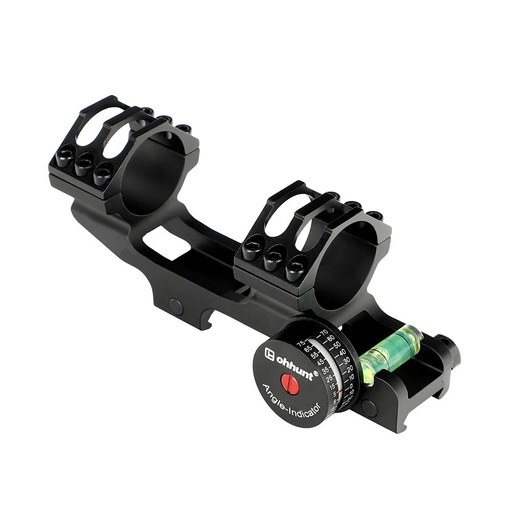 

25.4mm 30mm Picatinny 20 MOA Scope Mount Extended Tactical Rings with Angle Cosine Indicator Kit Bubb Level, Black