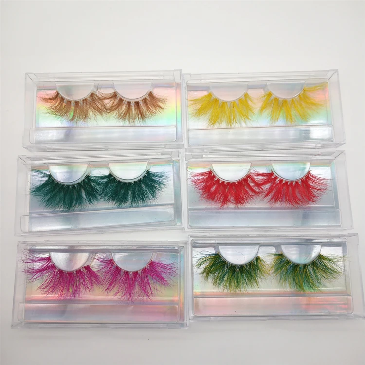 

Wholesale Manufacturing Colored mink eyelash 3d colorful mink eyelash 25mm Christmas Halloween lashes, Many different colors