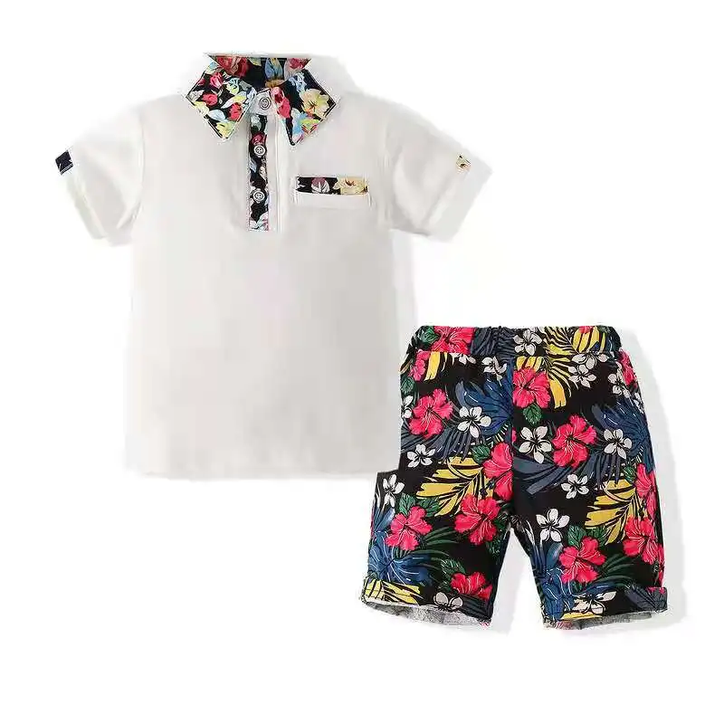 

2021 New Summer baby Pink T-shirts and shorts Two-piece Sets Boys Clothing baby boy summer clothes sets free shipping's item