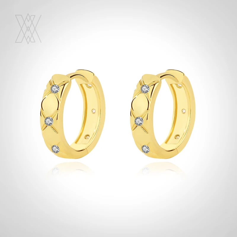 

VIANRLA 925 Sterling Silver Zircon 18K Gold Plated Fashion Hoop Earrings For Women Dropshipping