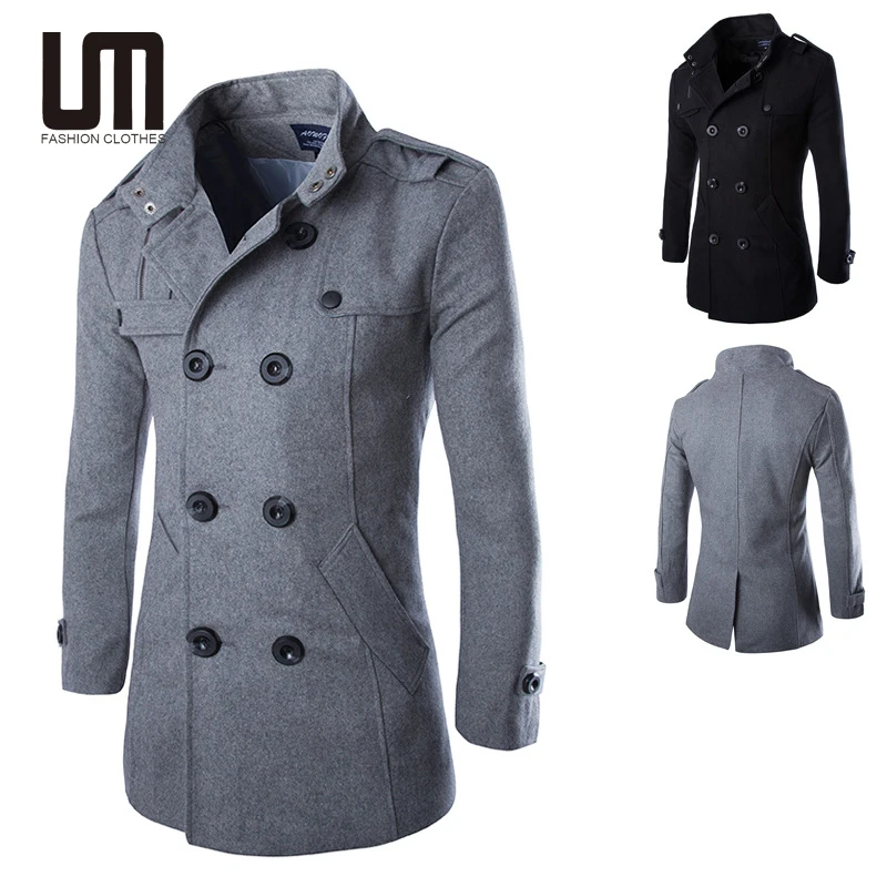 

Liu Ming Winter Fashion Slim Long Jacket Double Breasted Plus Size Overcoat For Men