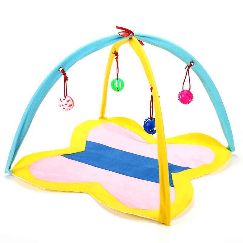 

Hot Sale Foldable Pet Tent Portable Cat Teepee Bed Pet House for Cat Pet Cat Nest Interactive Toys With Bell, As picture