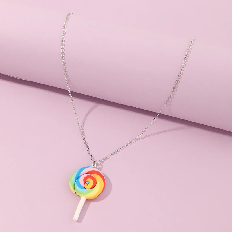 

Fashion Simple Lollipop Pendant Necklace Jewelry Ball Pendant Necklace For Christmas Gift