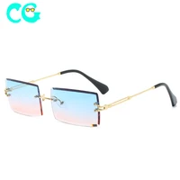 

2019 small frameless sunglasses ladies men's summer black red small square square sunglasses ladies UV400 Women Visor Sunglasses