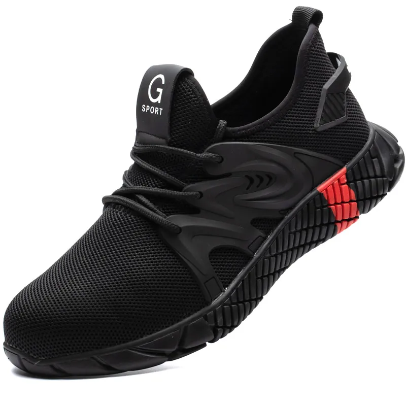 

best selling cheap high quality rubber work sport safety shoes steel toe big size 48 men fashionable safety shoes, Red or black