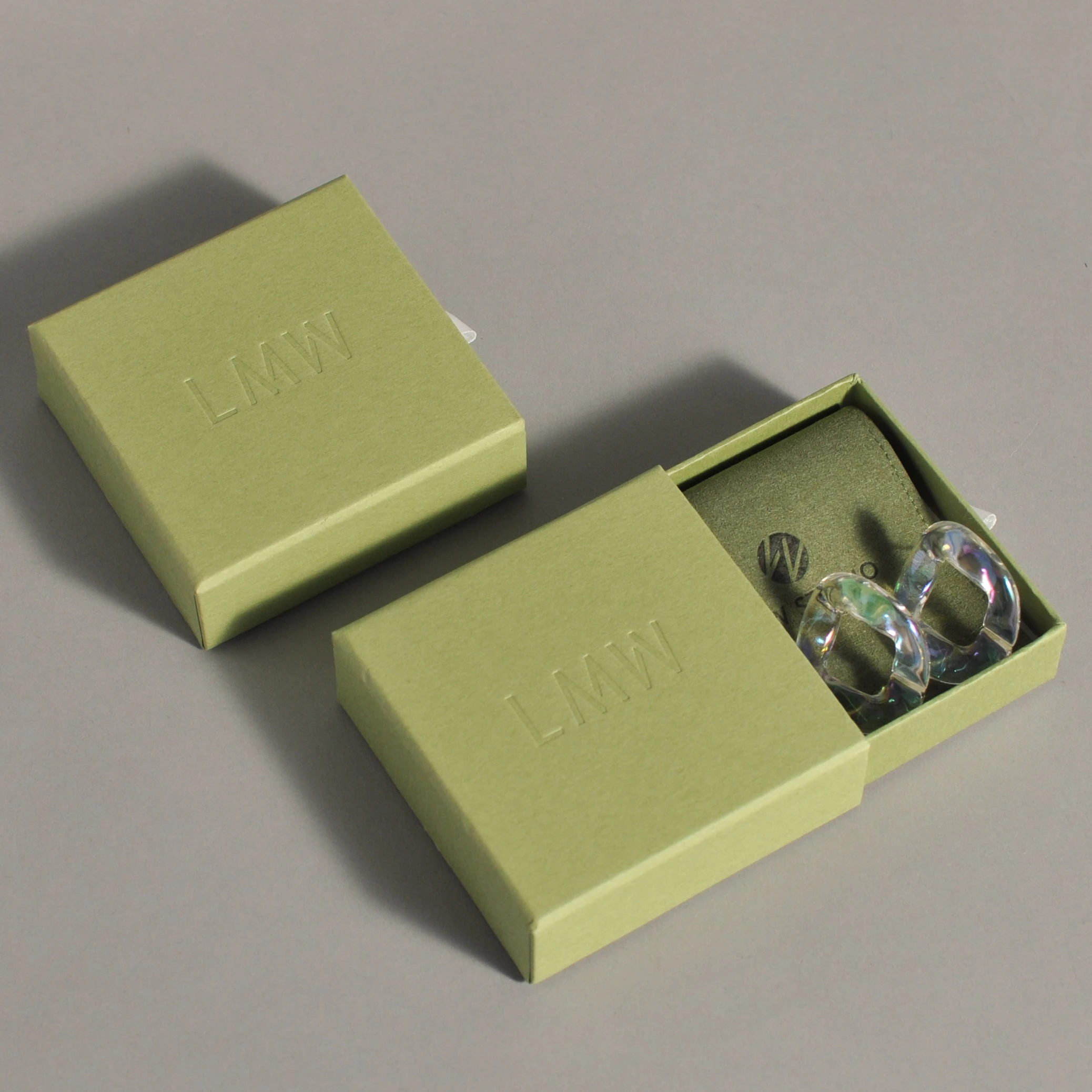 

Custom Logo Olive green Earring Necklace Bracelet Luxury Cardboard Magnetic Jewelry Box With small bag