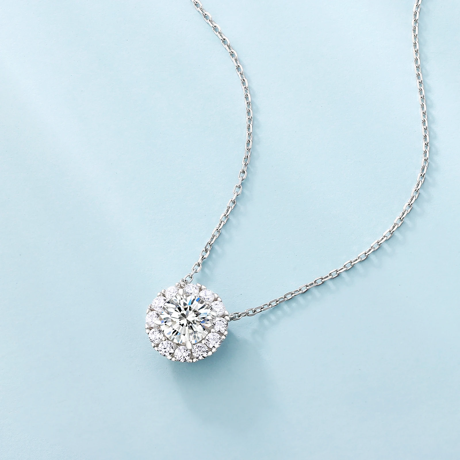 2.0 Carats Diamond 925 Sterling Silver Choker Chain GRA Certificate Gold VVS Moissanite Womens Pendant Necklace for Wedding