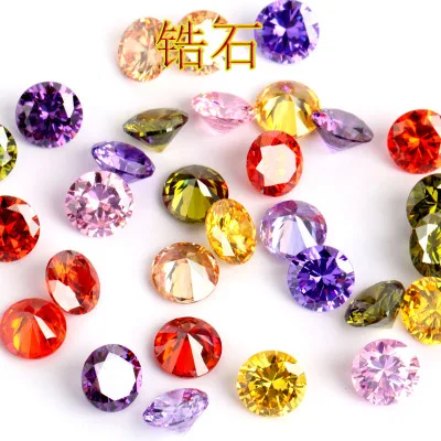 

Colorful Round Cubic Zircon Stone Loose Rhinestone CZ Gemstone Manufacturer Stone, 100% natural color