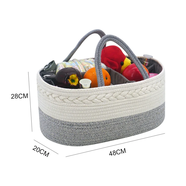 

New Design Cotton Rope Double Color Diaper Bag Travel Felt Diaper Caddy Bag Organizer, Gray or customized