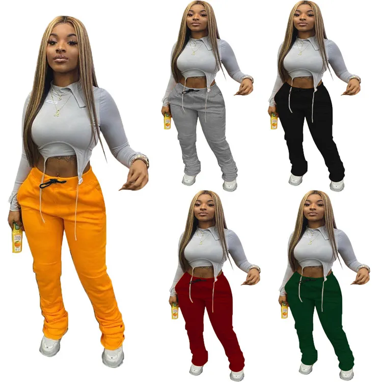 

Fleece Thick Stacked Sweat Sweatpants Joggers Pants Flare Cargo Track Pants Stacked Leggings Plus Size Winter Fall Clothes