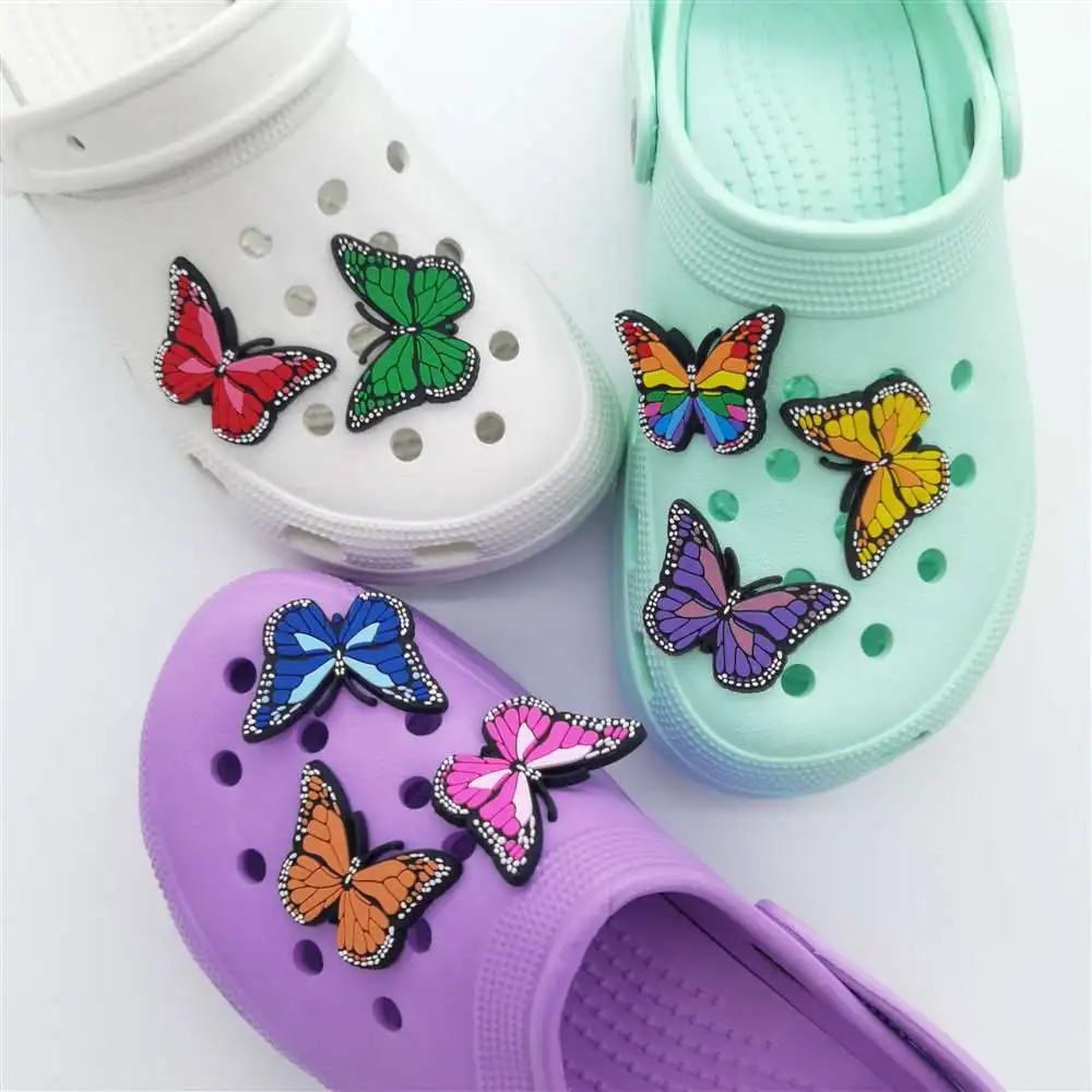 

Colorful butterflies wholesale hot pvc shoe charms designer charms for shoe decorations