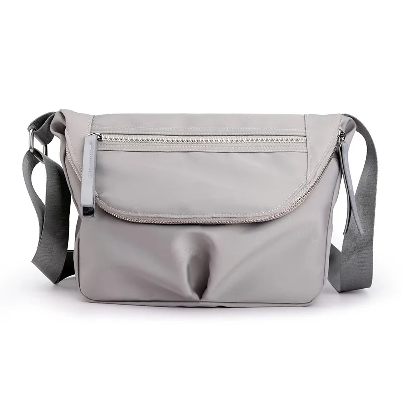 

Comfortable wide shoulder strap practical waterproof single shoulder strap gray crossbody bags
