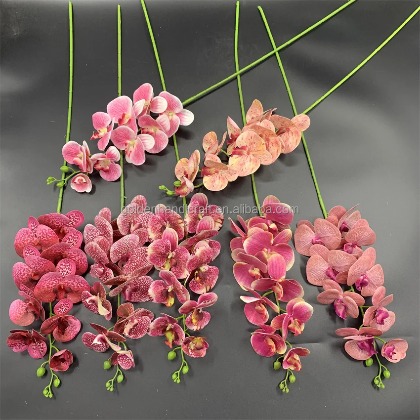 

QSLH-F229- artificial flowers 9 heads butterfly orchid real touch butterfly wedding decorative phalaenopsis