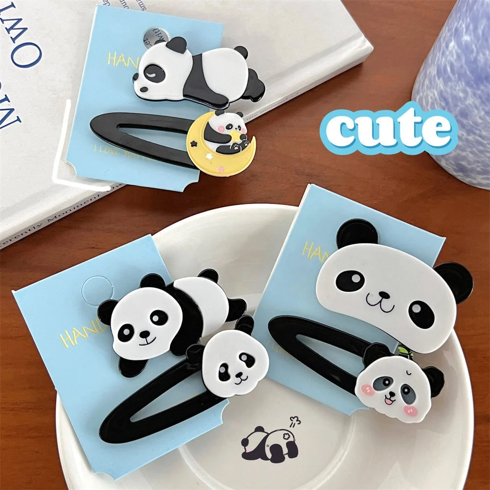 

New Cute cartoon panda hairpin 2pcs/set Girl Hair Clips accessories