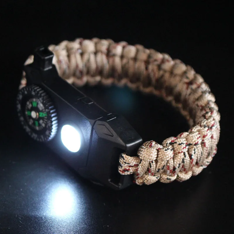 

Multi Colors Adventure Outdoor Waterproof Camping Hiking Flashlight Custom Paracord Survival Bracelet