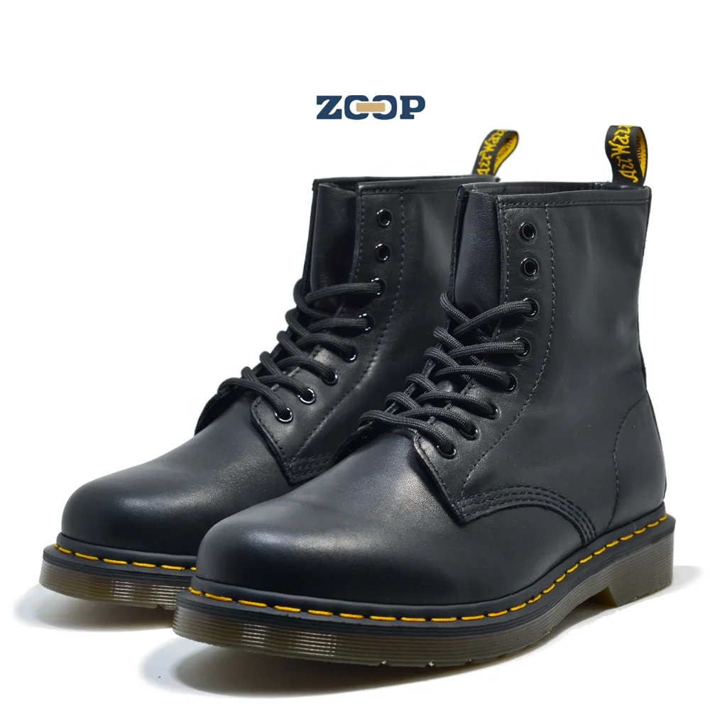 

Top quality cool fashion wear for men 100% real leather Nappa Martens boots Unisex-Adult Greasy Combat Boots, Black