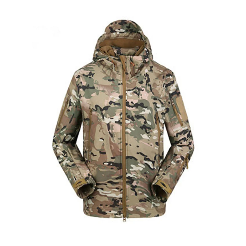 

Men's Softshell Jacket Tactical Military Hooded Fleece Lined jackets for outdoor hunting waterproof, As picture or custome color