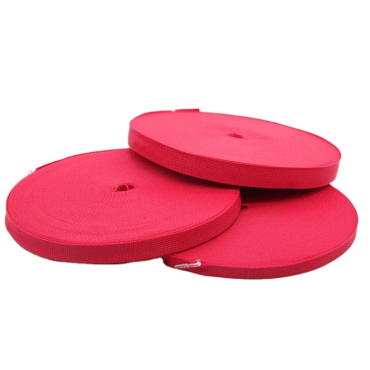 

Hot Selling 25mm PP Plain Woven Webbing Polypropylene Webbing band for Garments Bags, Red