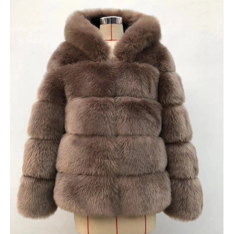 

Custom Winter Lady Fur Coat Wholesale Fox Fur Jacket Sex Women Fashion Shearing Luxury Faux Fox Fur Coat Plus Size Coats, Picture