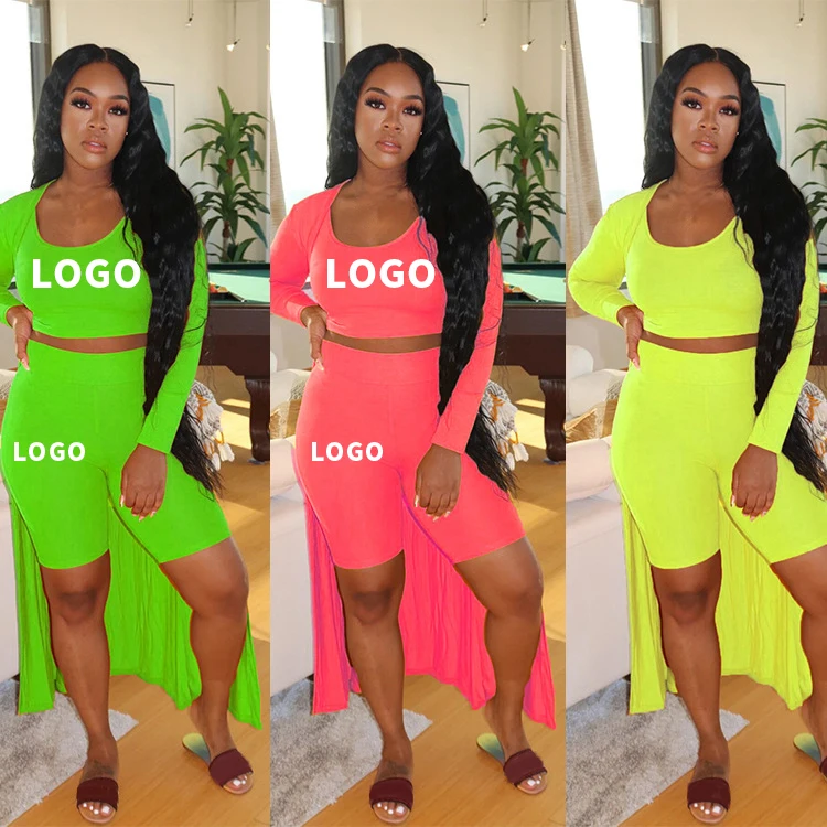 

fashion design ladies soft micro fiber fitted 3 piece short pant set and for summer women clothes 2021