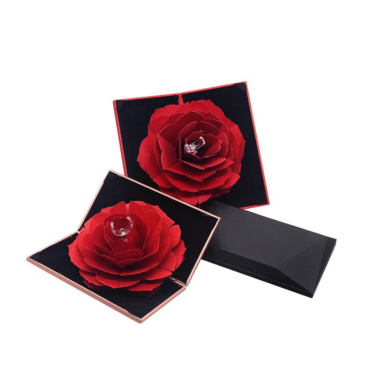 High Quality Pop Up Wedding 'Jewlery' Box With Roses, Rotating Rose Ring Box