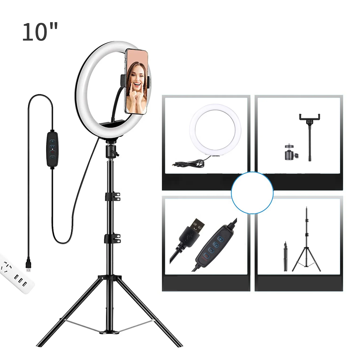 

10 inch Selfie Led Ring Light With 1.7m Tripod Stand For Tiktok Live Streaming