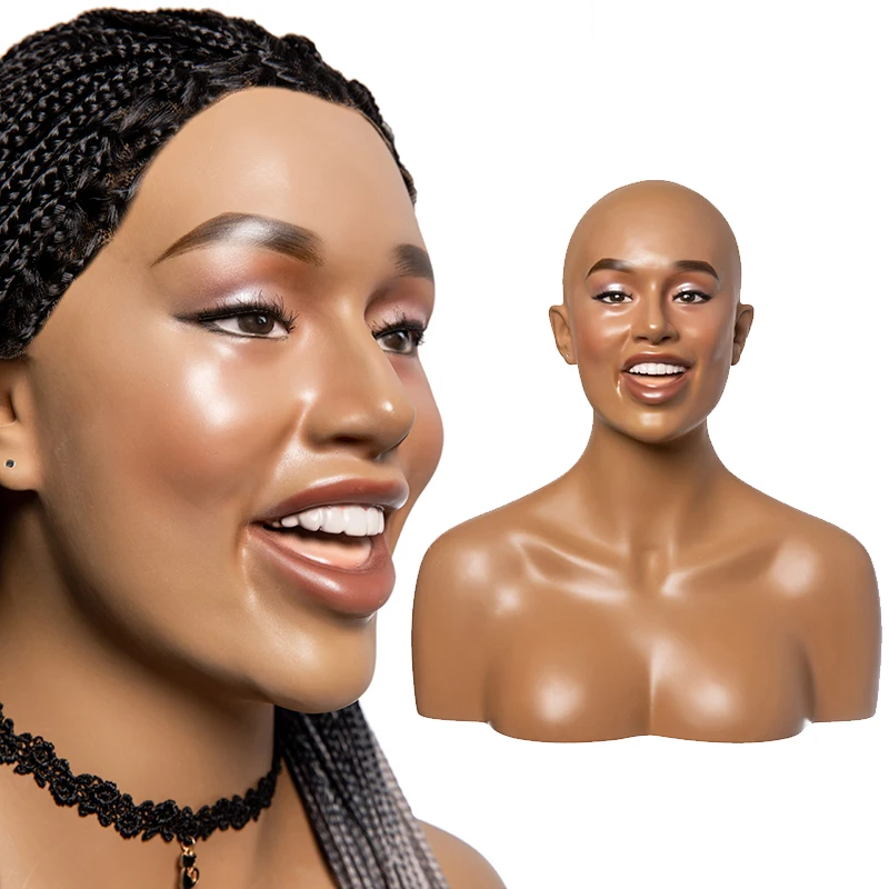 

H9 Wholesale smile face head mannequin doll female mannequin head with shoulder