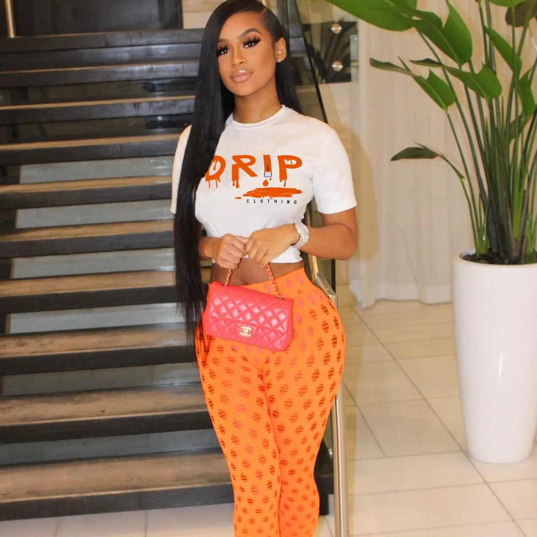 

X02698S 2021 New Alphabet Printing Sext Ceop Top Skirt 2 Pieces Set Summer Women Streetwear Ruched Bandage Y2K Tracksuit, Orange/red/black