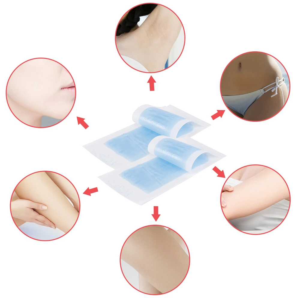 

wholesale hair removal wax strip 10 pieces in a bag of wax paper, White