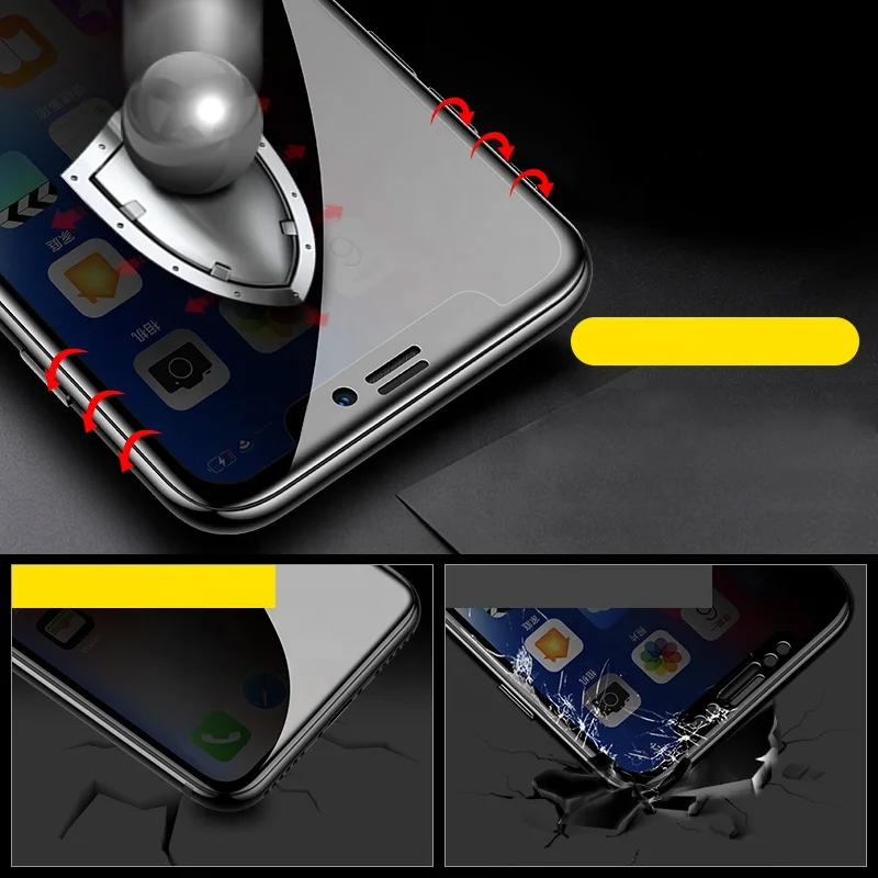 2.5D Round Cellphone Used Anti-spy Privacy Tempered Glass Screen Protector For iPhone 11 Pro Max