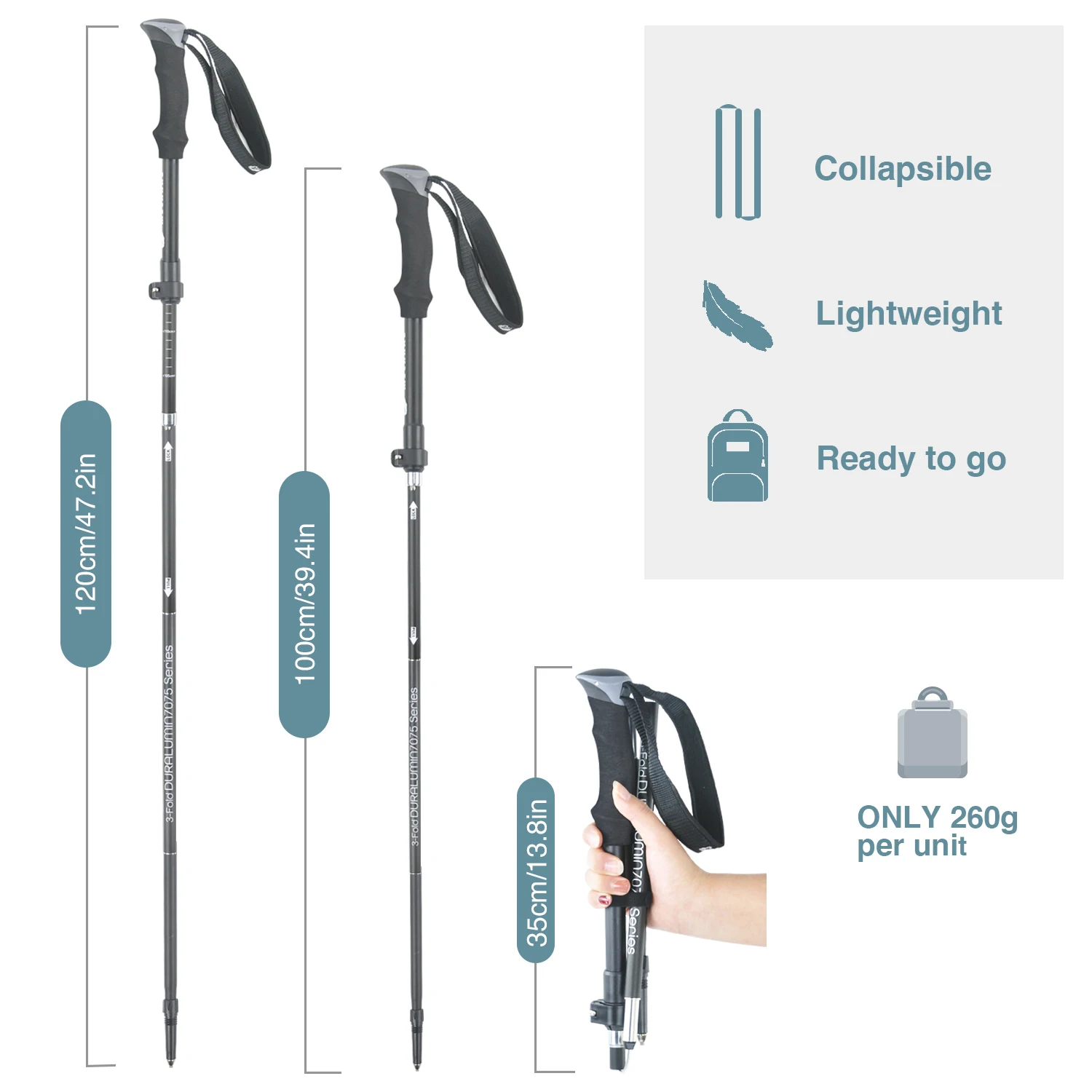 

Wholesale lightweight adjustable 6061 aluminum walking sticks trekking pole for hiking, Customized