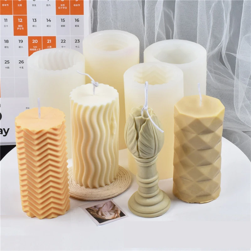 

diy tulip cylinder column mould big silicon candle molds for candle making