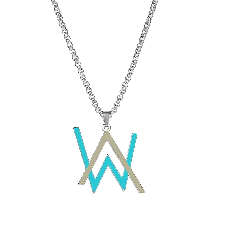 

Hot-Style Light Alan Walker Five Bar Rainbow Pendant Necklace Men Hip-Hop Stainless Steel Chain Necklace