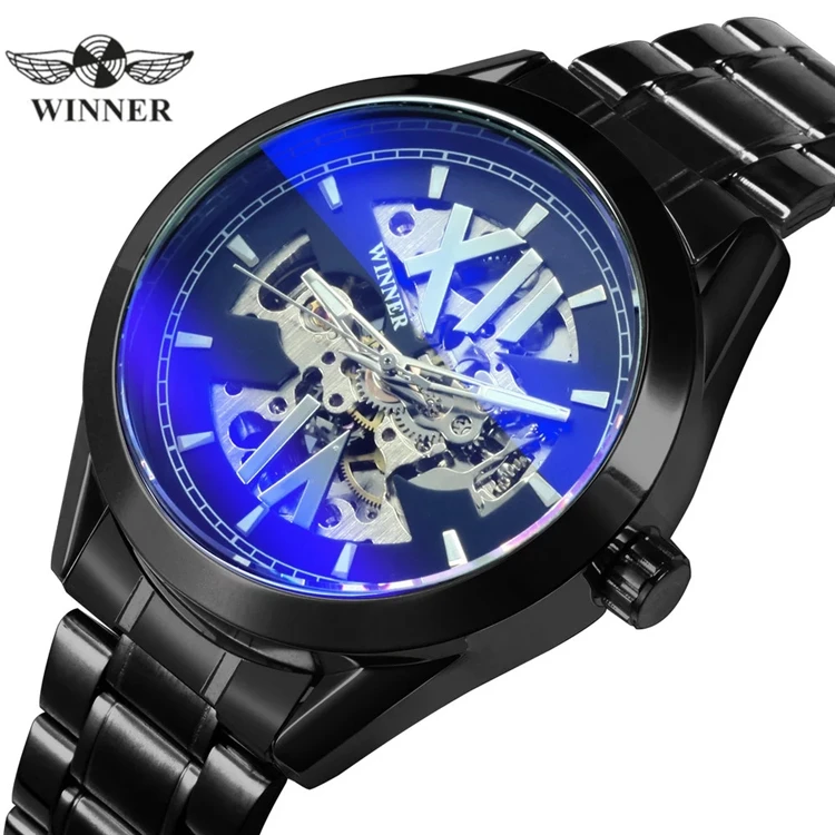 

WINNER 518 Top Brand Luxury Men Automatic Mechanical Watch Skeleton Steel Waterproof Self-Wind Sapphire Glass watch