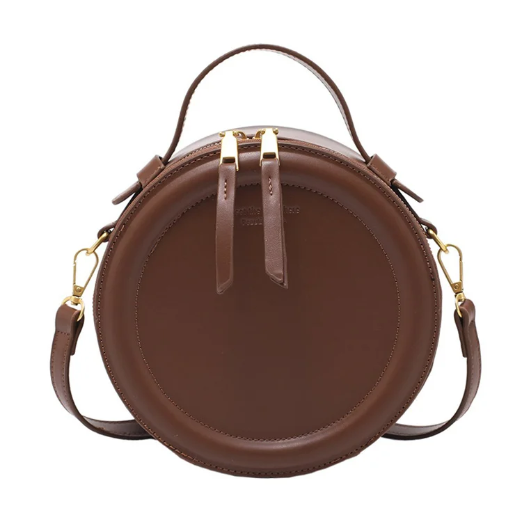 

Fashion round crossbody bags for women casual small shoulder bag ladies retro leather handbag, Black,coffee,brown,khaki