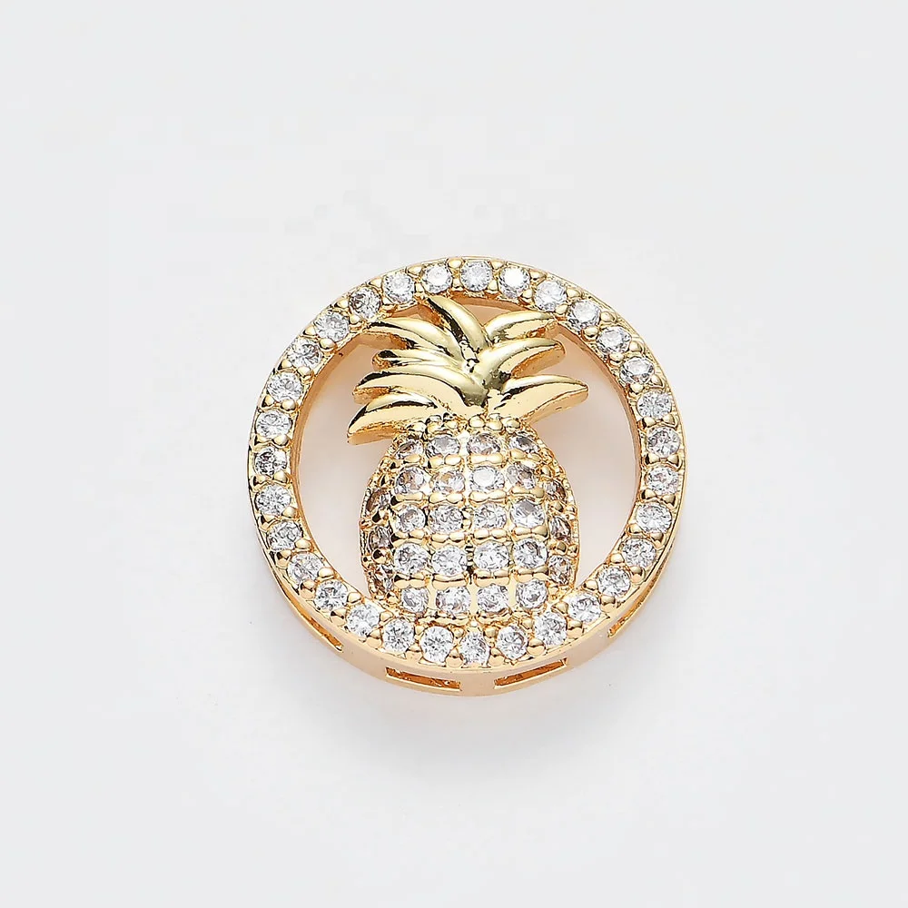 

DIY Jewelry Accessories Pineapple Slider Charms for bracelets Jewelry making Round CZ Pave Slide Charms, Multi color
