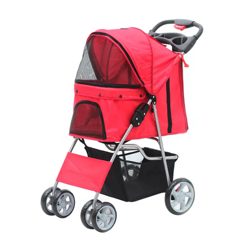 

High Quality Folding Four-wheeled Easy Walk Travel Carrier Carriage Pet Stroller For Dogs And Small Animals, Picture