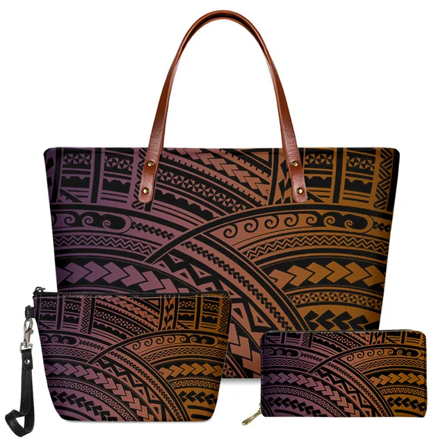 

Tribal Bags Soft Neoprene Handbag Set Printed Customized Polynesian Ladies Hawaii Purses And Fashion Handbags Cosmetic Bag Women, Customizable