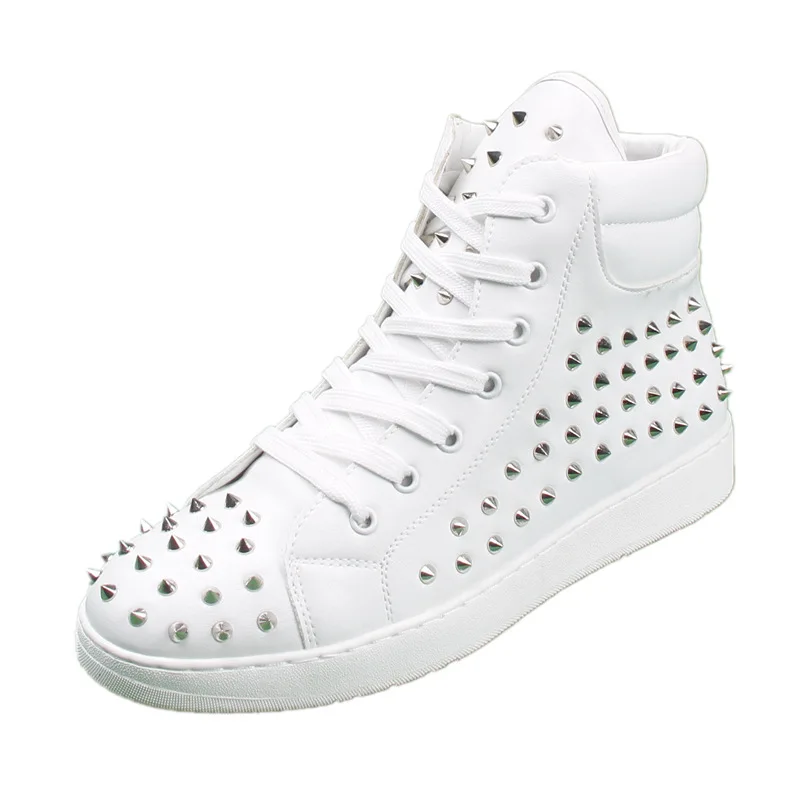 

2021 new high-top rivet red sole shoes white rivet sneakers women's shoes