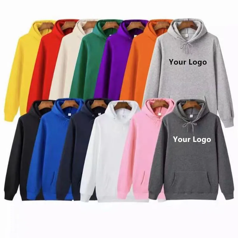 

OEM Solid Color Men's Pullover Hooded Sweatshirt Cotton Blank Hoodie Sweater Custom Logo Womens Hoodies Unisex, Black, white, khaki, yellow, brown, red, pink, navy and so on