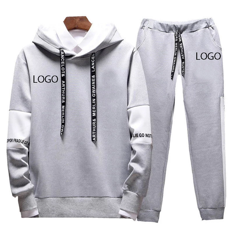 

High Quality Hooded Sweatshirt Men Spring Sets Print Sports Casual Suit Male Fashion Running Sportswear Two Piece Sport Set Men