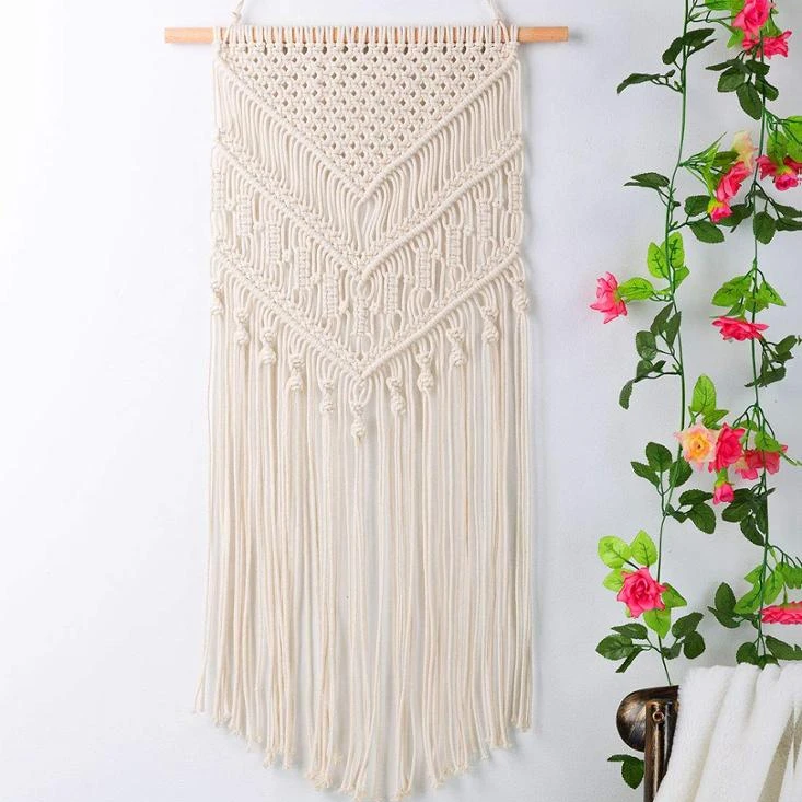 

Boho Chic Bohemian Home Art Decor Macrame Wall Hanging, White