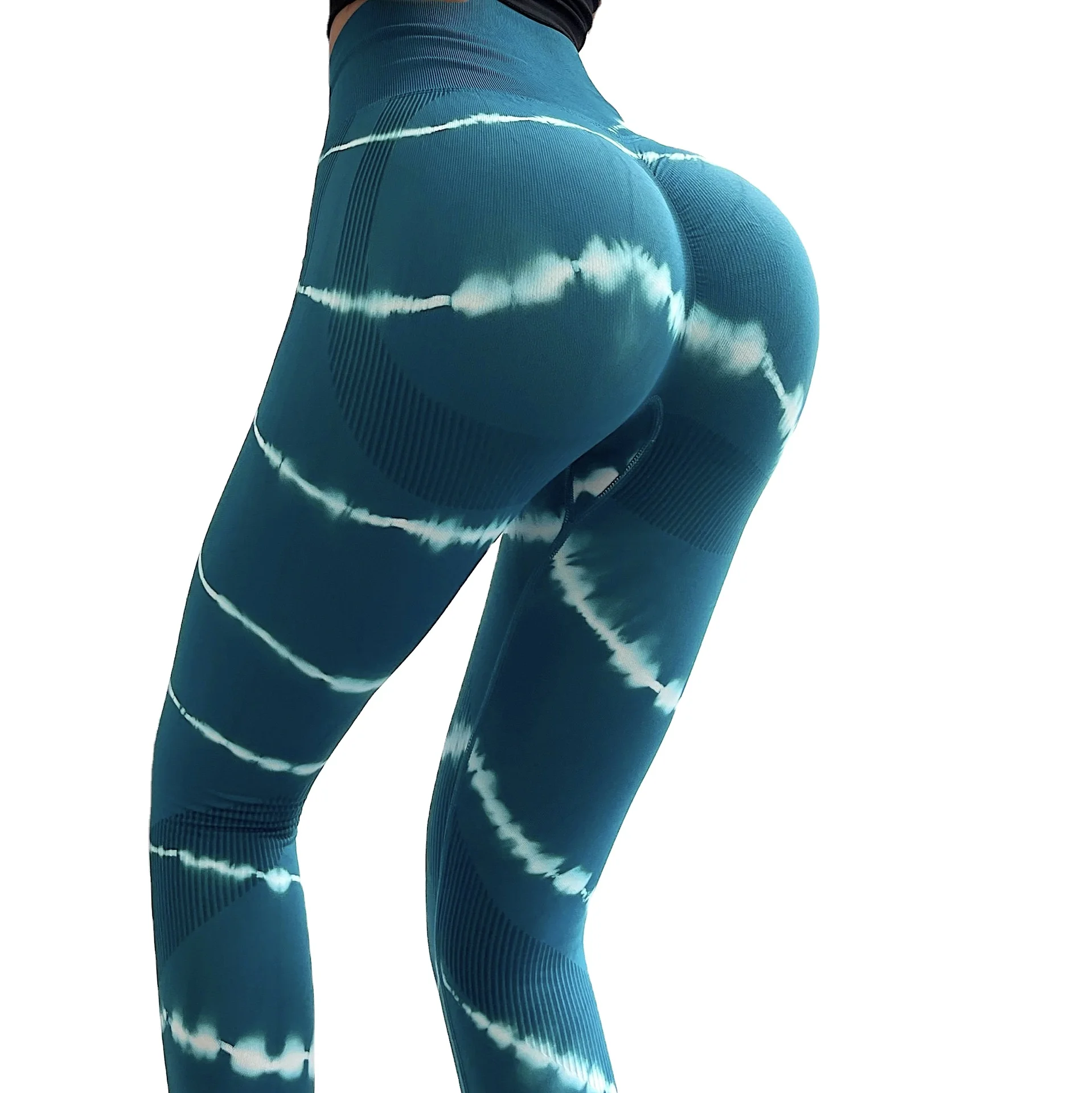 

Wholesale breathable seamless leggings no see through tie dye yoga pants sports wear
