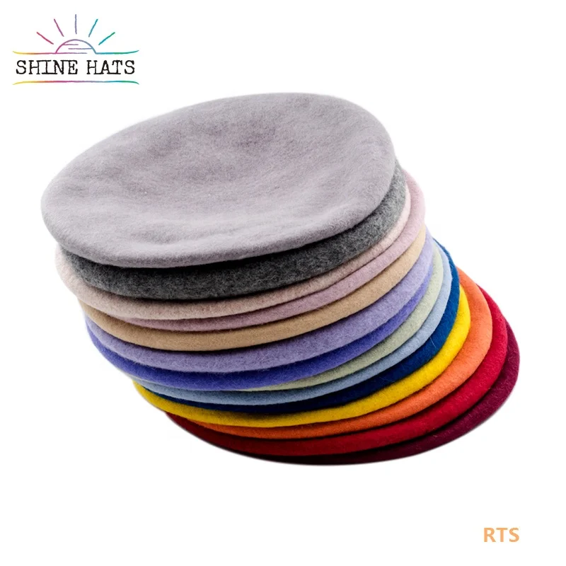 

Shinehats OEM Wholesale 100% Wool Embroidery Beret Hat for Women Luxury Custom Colorful Winter Boinas Femme Ladies Adults