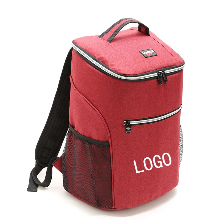 

Custom High Quality Logo Printed Outdoor Large capacity 600D Waterproof Picnic Insulated Lunch Cooler Bag, Red/gray
