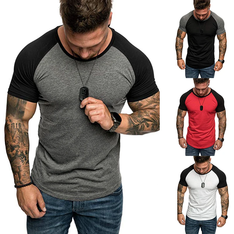 

Summer men's short sleeve T-shirt made in China color matching leisure sports quick drying shirt wholesale