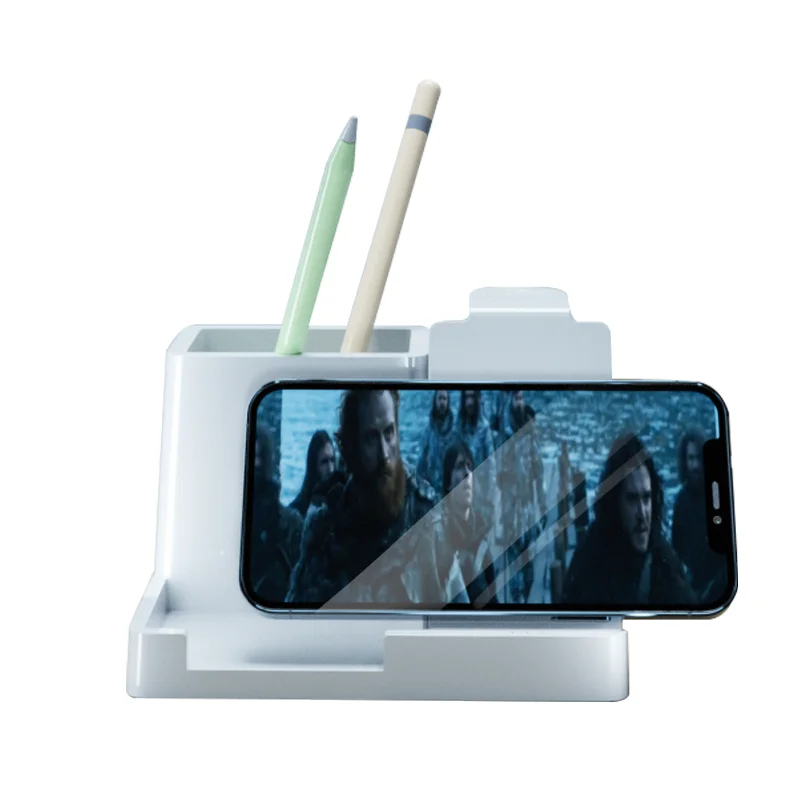 

Custom Multifunctional Pen Holder Wireless Charger Stand with Desk Organizer for iwatch earbuds iphone smart phone, Black ,white,customized