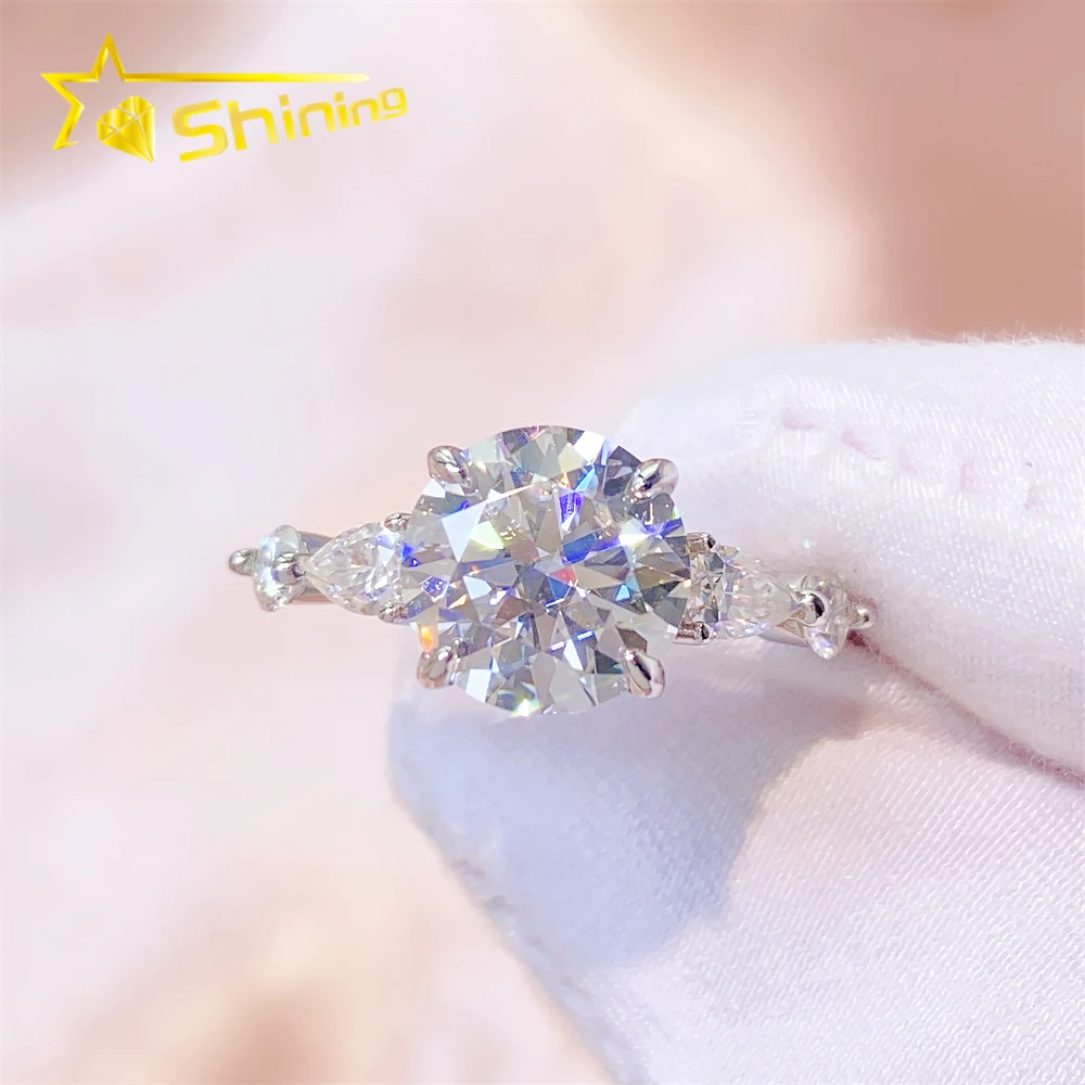 

925 sterling silver pass diamond tester moissanite ring custom fancy cut moissanite women wedding rings